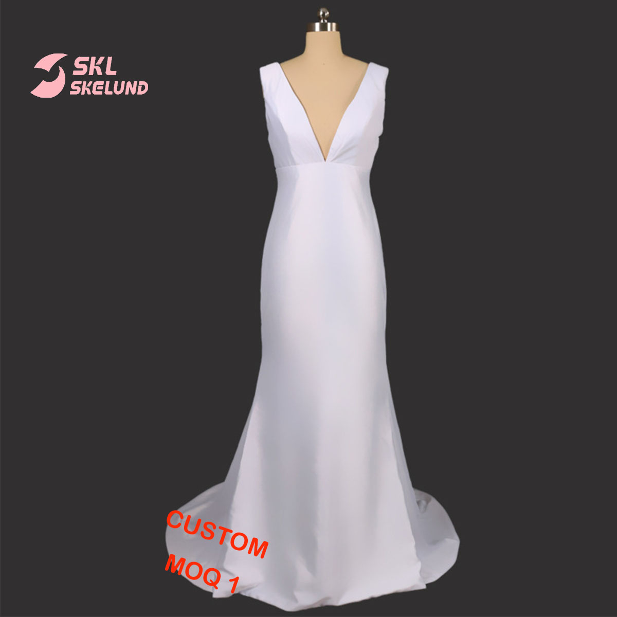 Wholesale Evening Fabric White Wedding Dresses Sexy Women Satin Bridal Gowns Sleeveless Mermaid Wedding Party Dresses