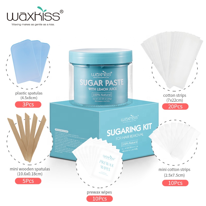 Waxkiss набор воска для сахара 100% натуральная Сахарная паста без нагрева мягкая консистенция 300 г с аппликаторами для воска сахара хлопковые полоски