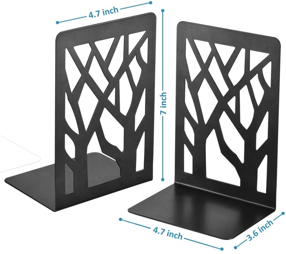 Manufacturer High Quality Wholesale Black Tree Bookends Holder Support Book End Stand Metal Bookend
