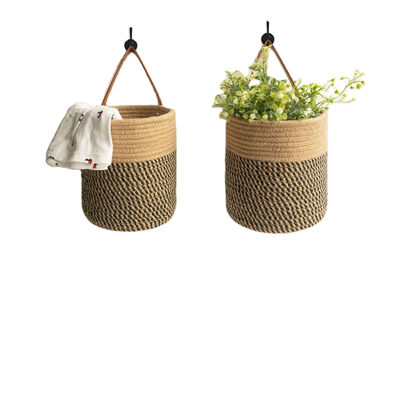 Mini Cotton Rope Woven Storage Basket with Handles Clothes Toys Bin For storage