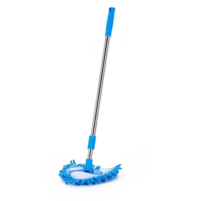 Telescopic Dust Scrapper & Triangular Rotatable Chenille Flat Mop Home Cleaning Accessories for Floor Use
