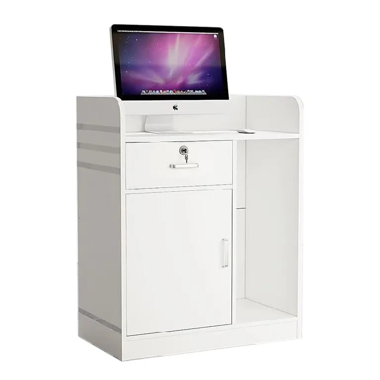 Checkout counter display modern particle custom office desk with private logo white small reception
