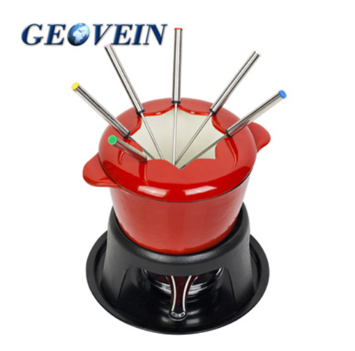 Amazon чугунные эмалированные Fondue набор шоколад сыр плавления горшок кухонная посуда