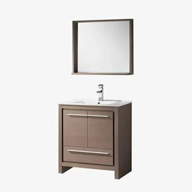 light color with 2 doors and mirror bathroom vanity set