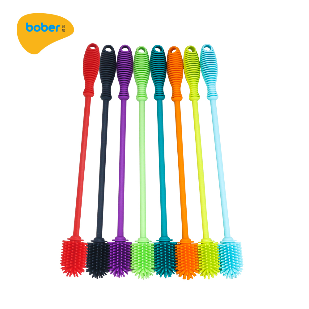 Wholesale Bottle Cleaning Brush Silicone Bottle Brush Rushes For Cleaning Black Yellow Green Red White