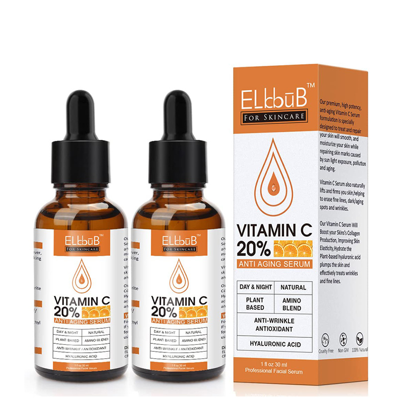 Private Label 100% Natural Vegan Dark Spots Removal Facial Serum Skin Care 20% Vitamin C Serum for Face Anti Aging