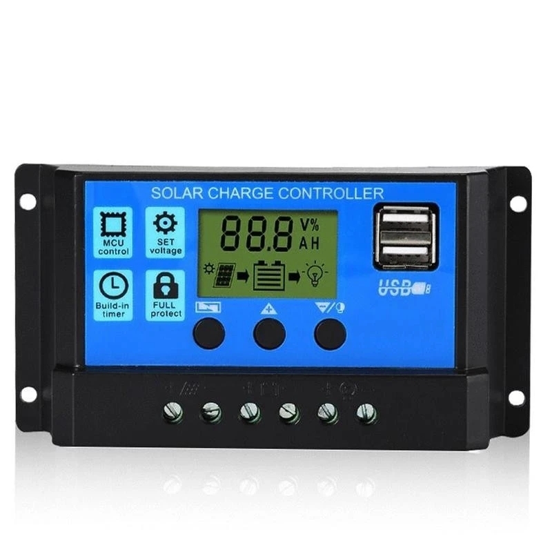 Auto Solar Controller Display Dual 12V/24V LCD Charge Solar Panel Smart US 10A/20A/30A Solar Charge Controller