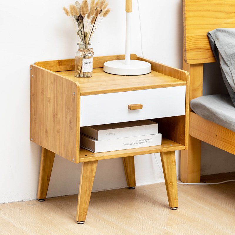 Customized Oem Quality Modern Storage Bedroom Bamboo Bedside Table for Living Room