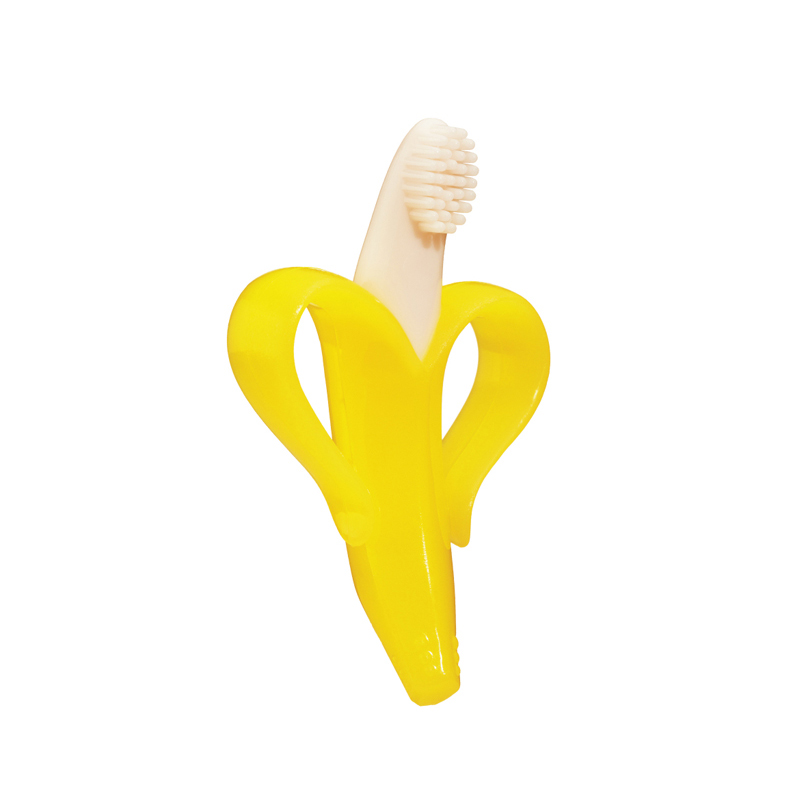 Legenday Hot Sale Banana Shape Soft Silicone Teething Brush Silicone Baby Toothbrush Teether
