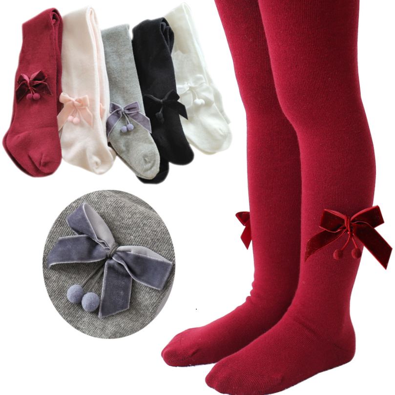 Custom bow designer winter suits compression kids fitted sets baby girls dresses legging pantyhose tights