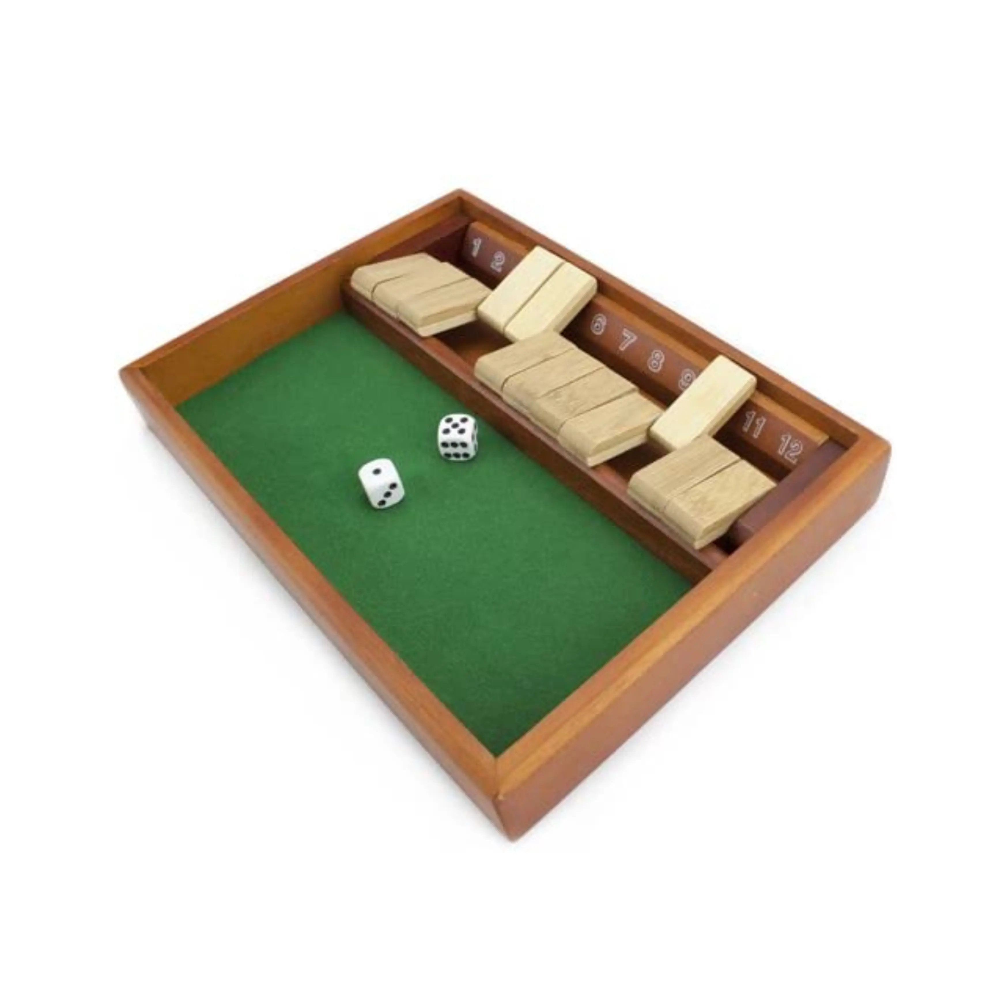OEM Wooden 4 Players Shut The Box Dice Game Soft Dice Rolls Classic Tabletop Version of The Popular English Pub Game