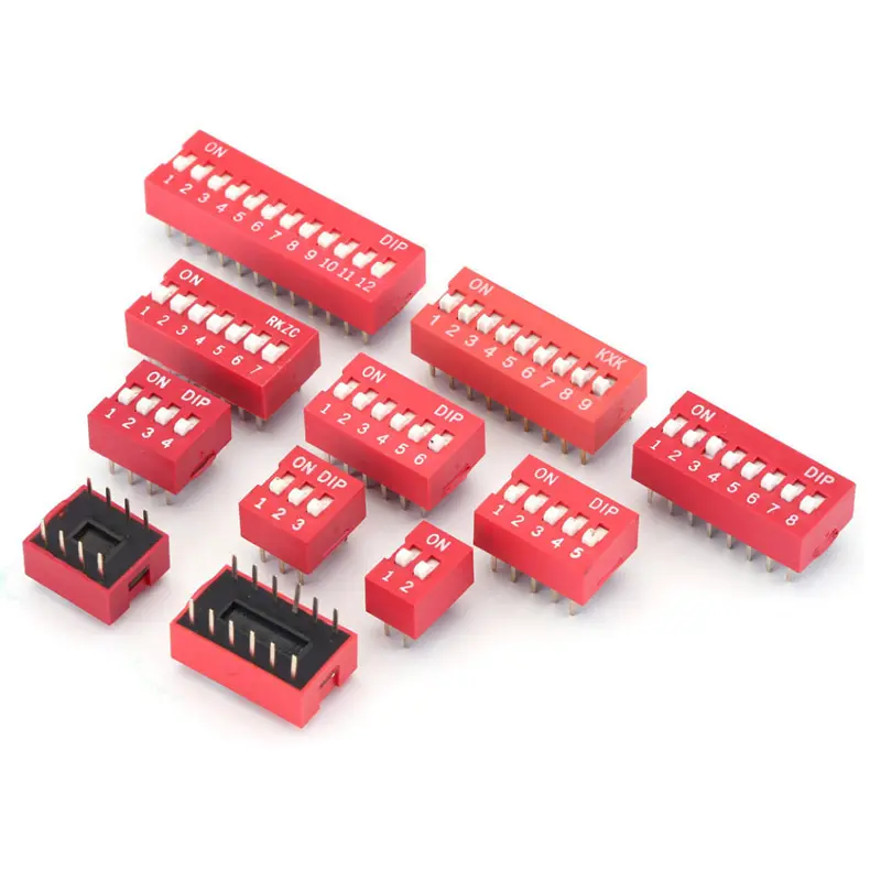 10-битный красный прямой переключатель HXS 2,54 DIP Switch 2,54 мм