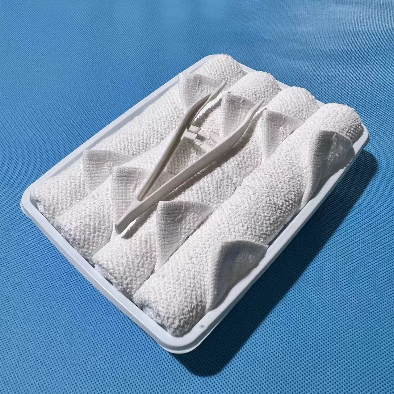 Business class white cotton disposable hot face oshibori towel for airplane