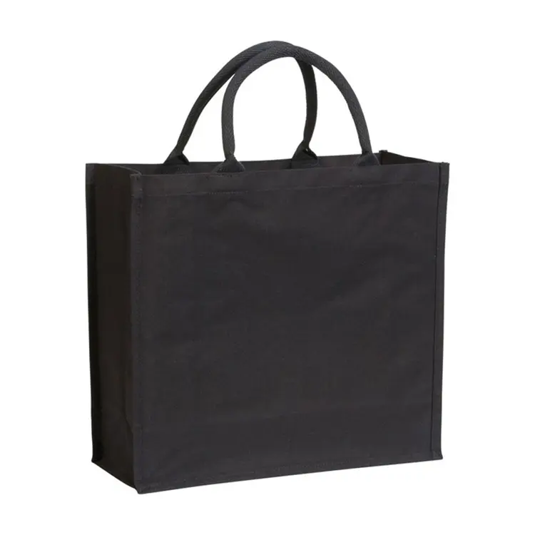 Laminated Cotton Canvas Tote Bag with Short Rope Handles