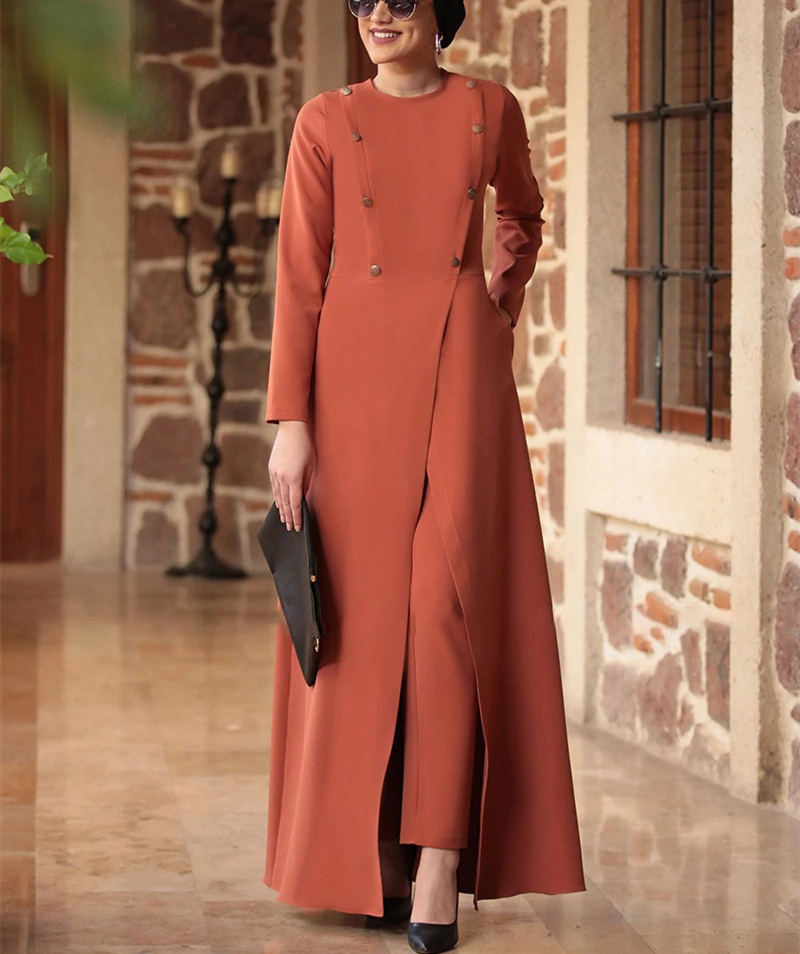 Wholesale Muslim women's evening dress button dinner dress Muslim Two piece suit Turkish fashion worship gown dress