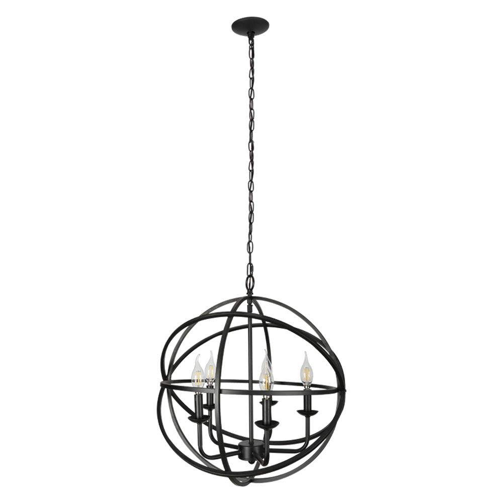 5 Lights Black Orb Chandelier Luxury Pendant Lights King Style High Quality OEM Modern Pendant Light