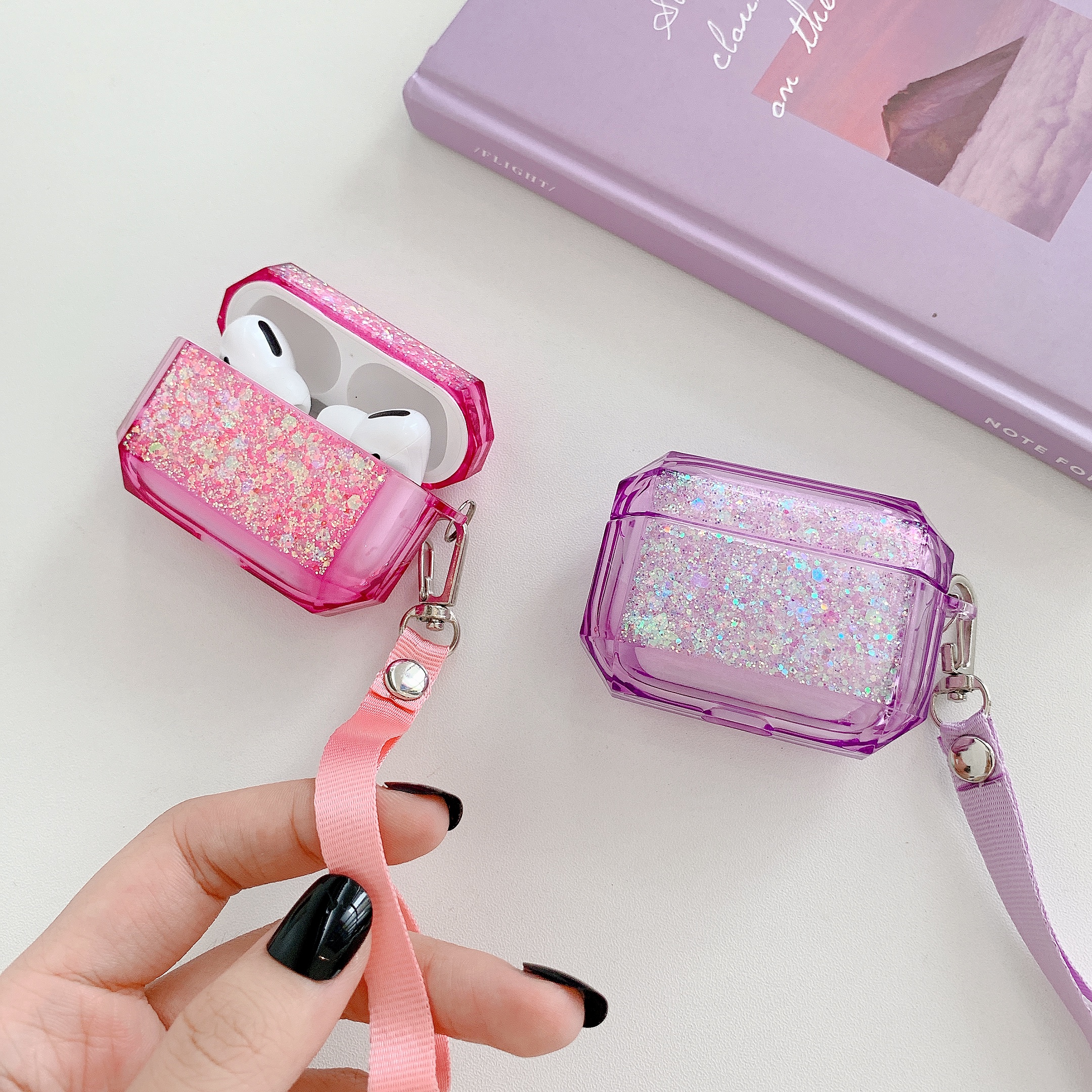Блестящий Защитный чехол для airpod pro, жесткие чехлы с индивидуальным логотипом для airpods, прозрачный чехол