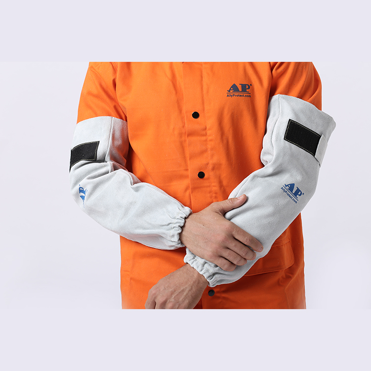 AP-9119 popular 18" long welding sleeve of split cowhide leather sleeve for heat resistant with CE EN11611