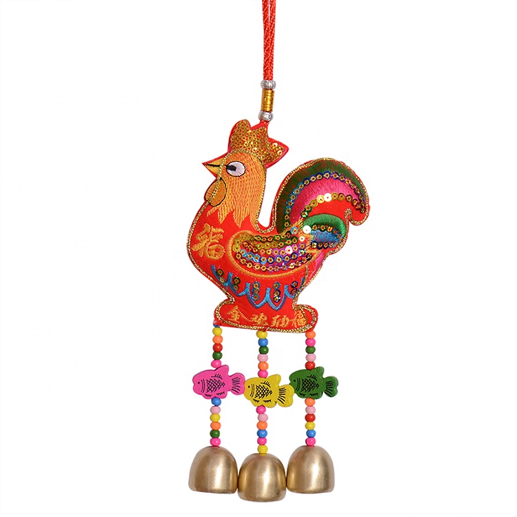 Animal chicken zodiac decorative pendant Chinese knot wind chimes decorative embroidery craft Chinese gift