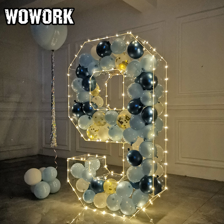 Большие прозрачные акриловые полые цифры WOWORK для украшения воздушных шаров, прозрачные акриловые буквы, украшение для мероприятий
