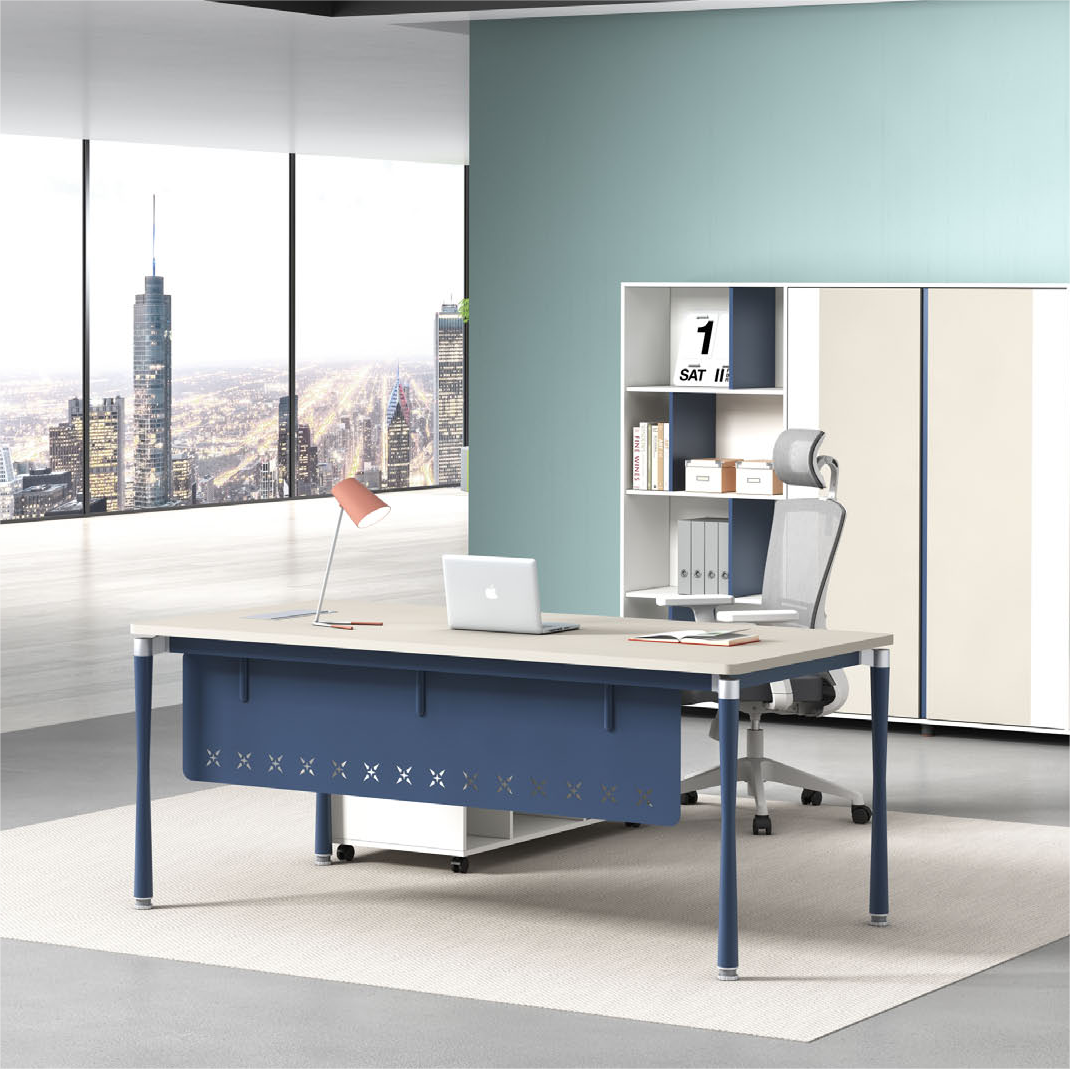 Right Hand Return Office Executive Manager Organizador Desk with File Cabinet Computer Desk L-Shape Escritorios De Oficina Moder