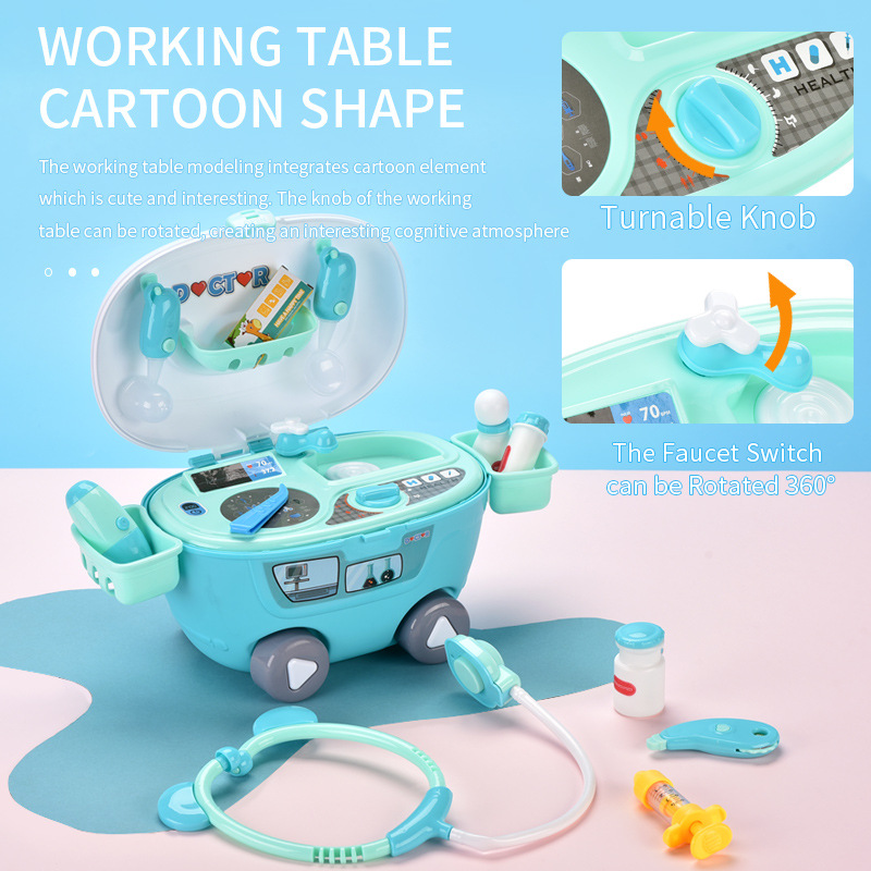 Plastic DIY Role Play Scene Simulation Medical Toys Operating Table Doctor Toys Set Kit Pretend Play Mini Cart Toy For Kids
