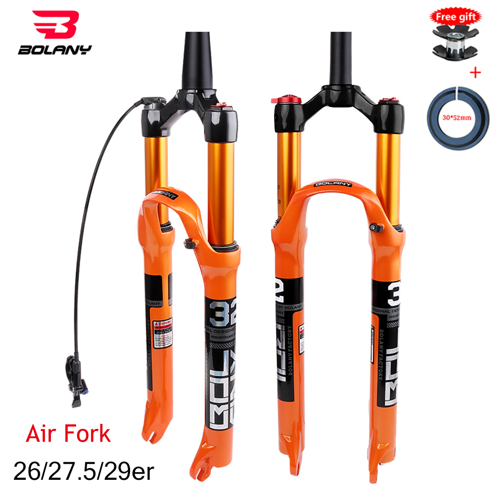 Bolany MTB Bicycle Fork Magnesium Alloy Air Suspension 26 27.5 29 Inch 32 HL RL100mm Bike Fork Lockout For Bicycle Accessories