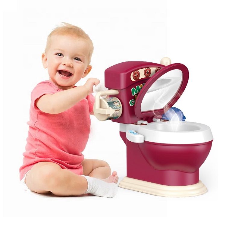 Kids pretend toys educational musical electric music spray appliance toilet toy other pretend play with light