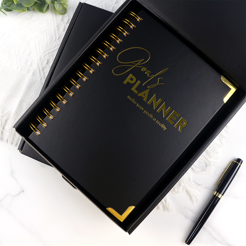 Wholesale Promotional Luxury Gifts OEM Notebook Gift Set Business Office Black Faux Leather Magnetic Diary A5 Journal With Box