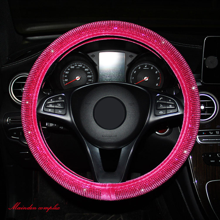Luxury Diamond Crystal Car Steering Wheel Covers Universal Bling Bling Rhinestone Steering Wheel Cover for Girls Car Accessories
