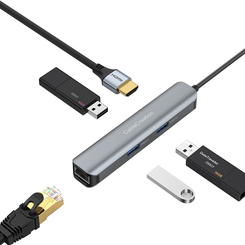 CableCreation Aluminum Shell with 4K HDMI,1Gbps Ethernet,3 USB 3.0 Ports 5-in-1 USB C Adapter