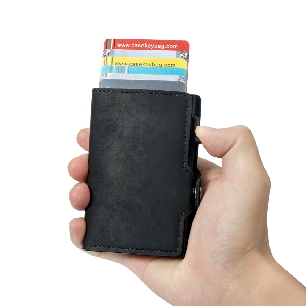 Мужской тонкий кошелек с отделением для монет и RFID-блокировкой, бумажник из натуральной кожи, держатель для карт из искусственной кожи