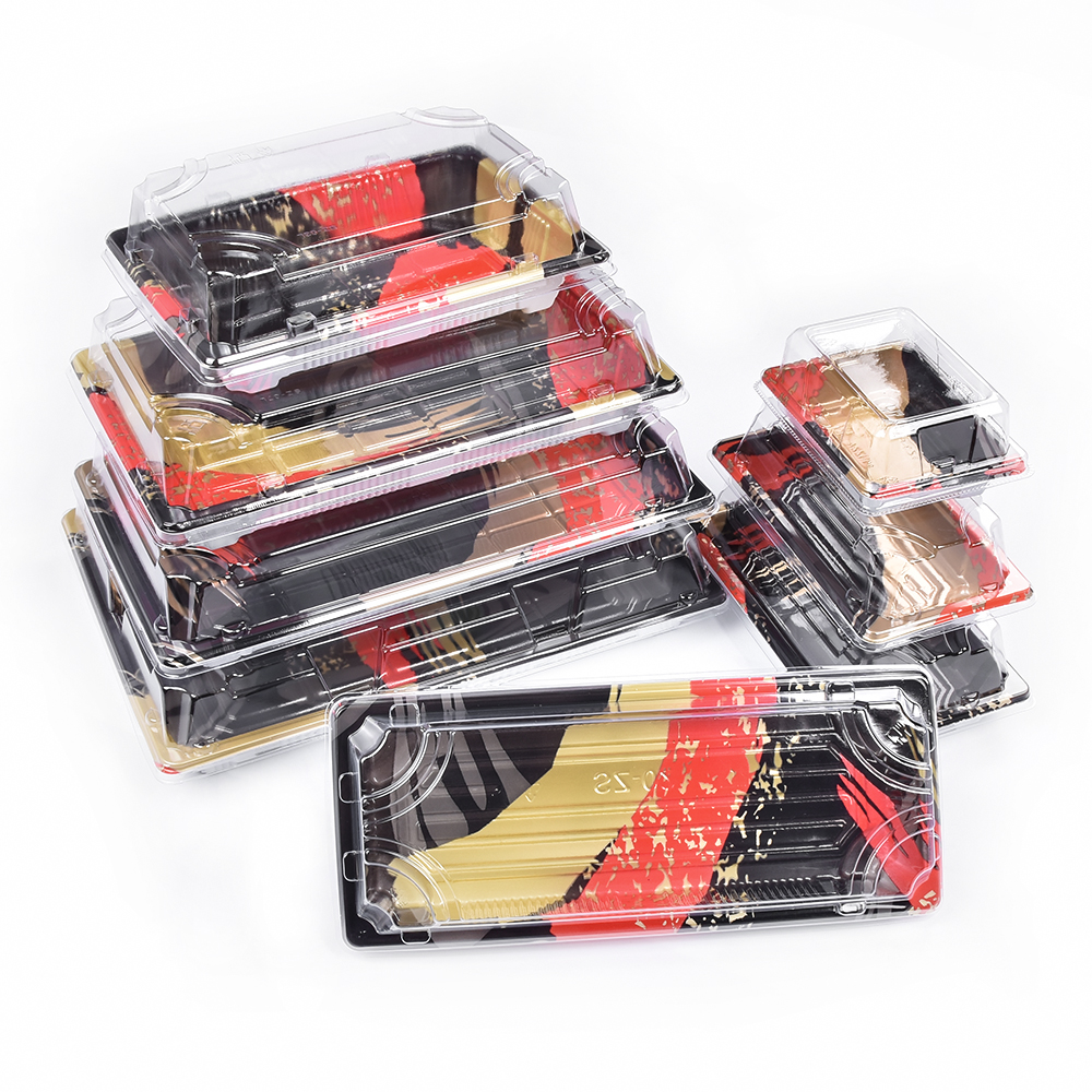 Sunzza Hot Selling Sushi Takeaway Box Food Sushi Packaging Box Disposable Square Plastic Sushi Box