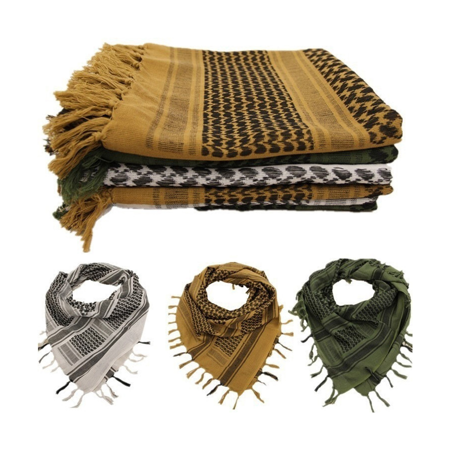 110x110cm 100%Cotton Hiking Scarves Military Arabian Scarf Army Tactical Shemagh Tassel Men Women Bandana Scarf Tactical Shawl