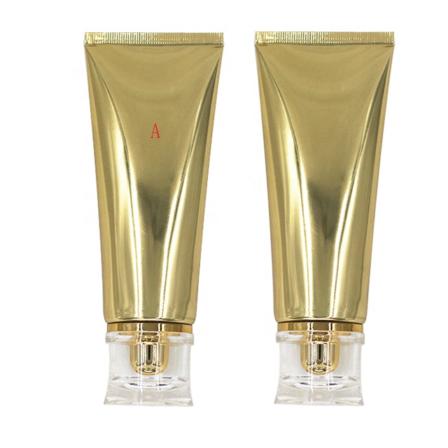 Fuyun Gold Color Oval Soft Empty Tube Cosmetic Containers Plastic Cosmetic Cream Lotion Facial Cleanser Tubes Packaging