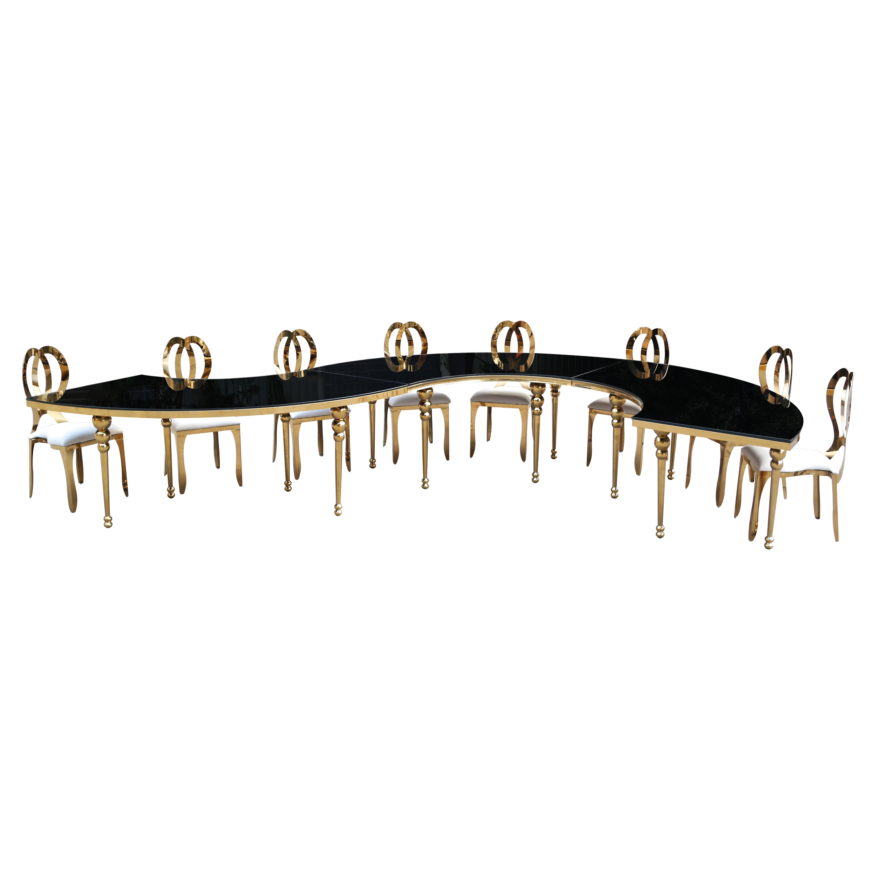 Serpentine table stainless steel round or glass mirror wedding used restaurant furniture table
