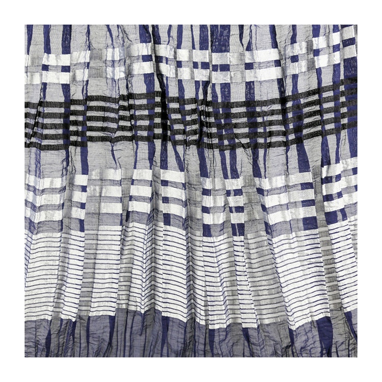 High Quality Nylon Cotton Navy Panel Woven Stretch Jacquard Fabric For Dress Skirt Shirts