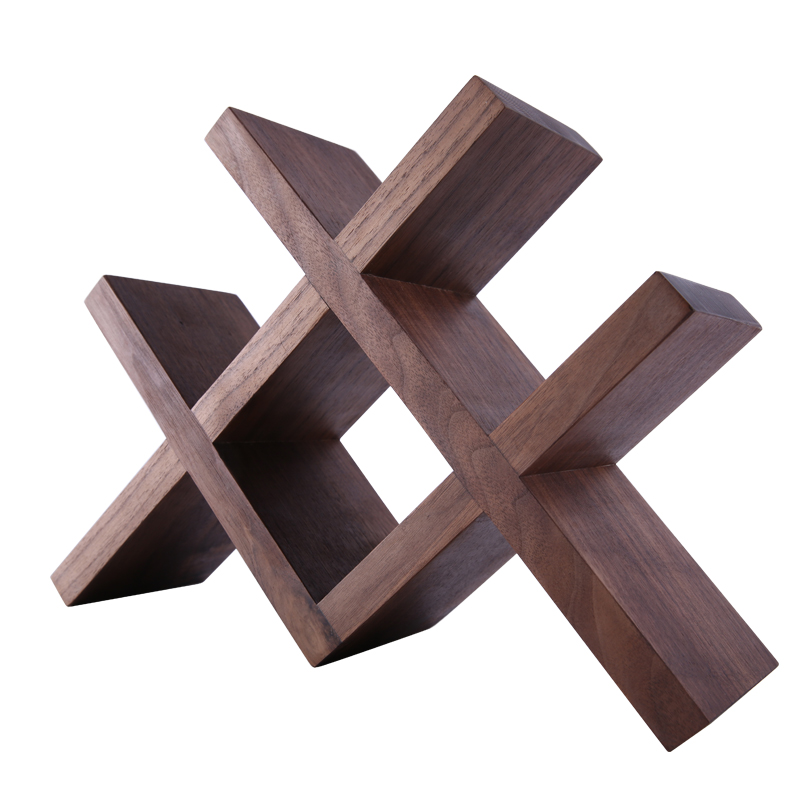 Solid wood wine rack living room dining table wine Shelf whiskey display shelf rack Beech and black walnut wood wine rack