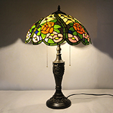 LongHuiJing 16Inch Wide Flowers Stained Glass Handcrafted Table Desk Lamp Resin material stand base lamps
