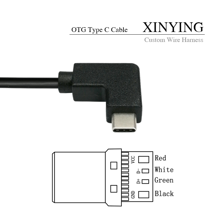 Угловой кабель с разъемами USB Type-C и USB A Female OTG для компьютера/ноутбука/мобильного телефона, черный