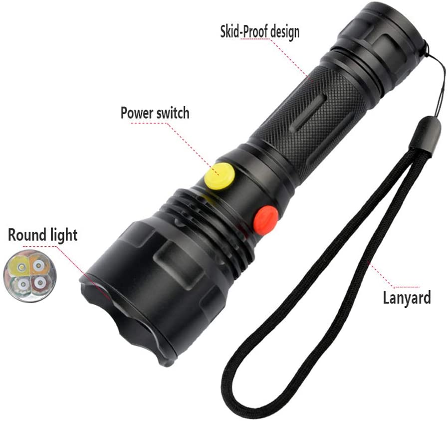 Tactical Outdoor 4-Colors Signal Light Magnetic Flashlight 1000LM Strong Light 18650 Rechargeable Hunting Flashlight