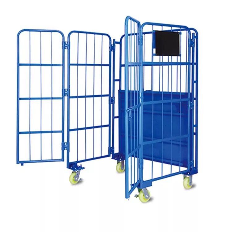 Professional Manufacture Cheap Metal Foldable Roll Container Cart Roll Cage Trolley