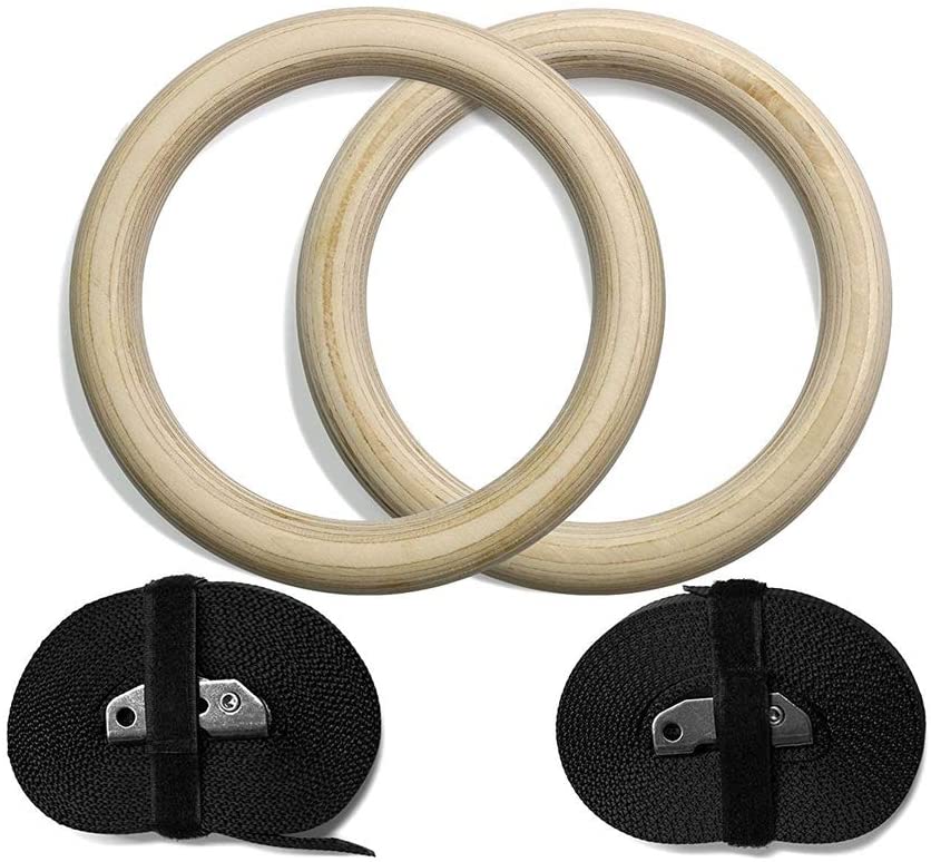 Supplying real Wooden Gym Rings with Colorful Strap