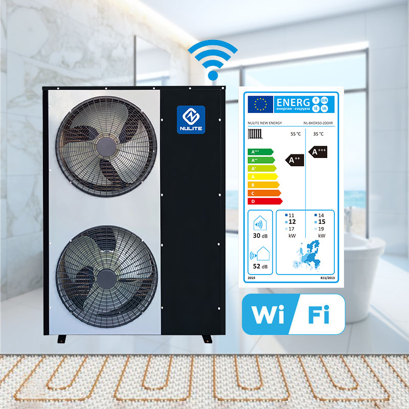 Управление Wi-Fi R32 R410A nulite NL-BKDX50-200II/R 10KW 16KW 20KW ErP A + + +, использующий теплоту воздуха моноблок воздух к воде тепловой инвертерный насос