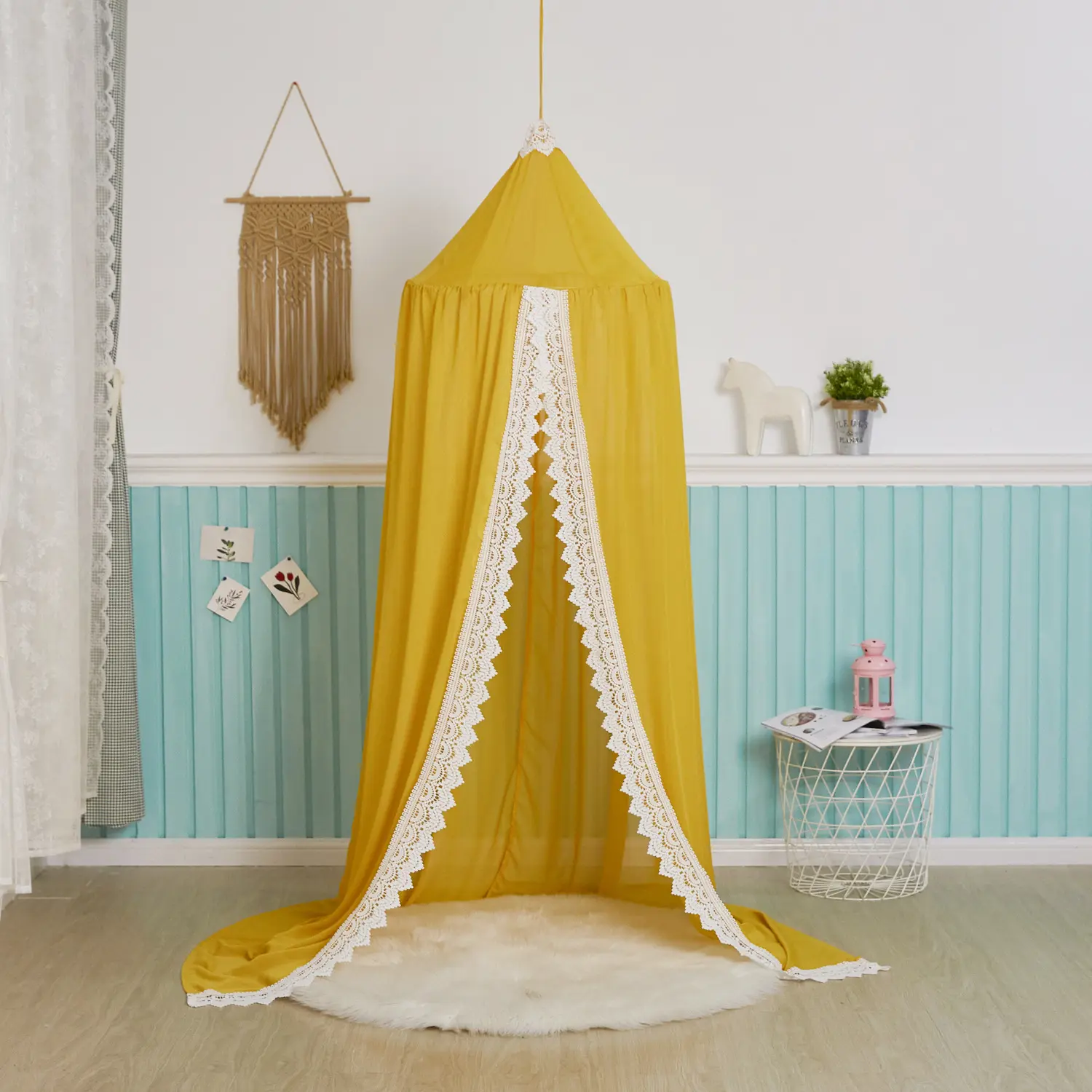 Nordic Lace Chiffon Baby Crib Tent Canopy Dome Mosquito Net Crown Baby Bed Canopy