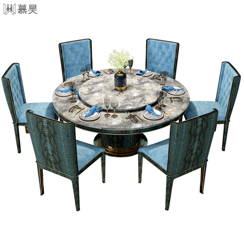 Luxury Design kitchen dining tables marble dinning table set Crocodile pattern dining table and 6 chairs