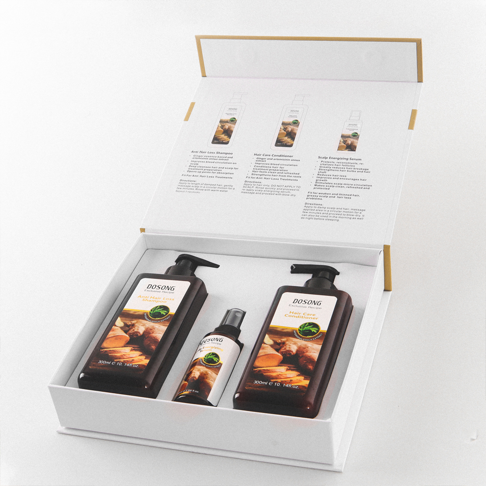 Best Private Label OEM Hair Care Nourish Anti Hair Loss Herbal Ginger Shampoo And Conditioner And Growth Spray Care Set