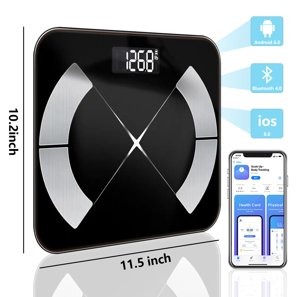 B60-0021 BMI жира масштаба измерения Bluetooth умные домашние электронные весы тела металла Выпускной короб стакан для ванной комнаты