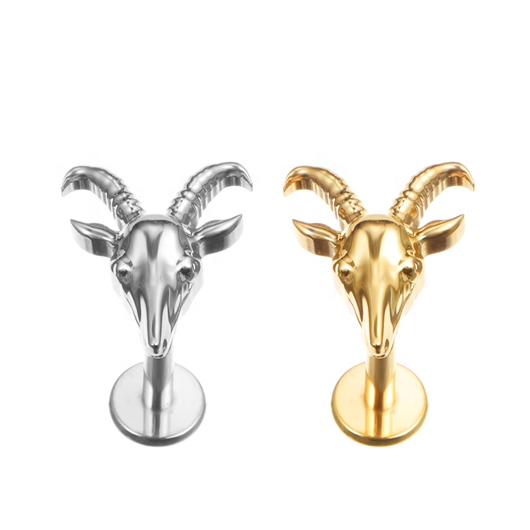 Fuxuan ASTM F136 Titanium Sheet Shaped Threaded Top Labret Studs Piercing Jewelry