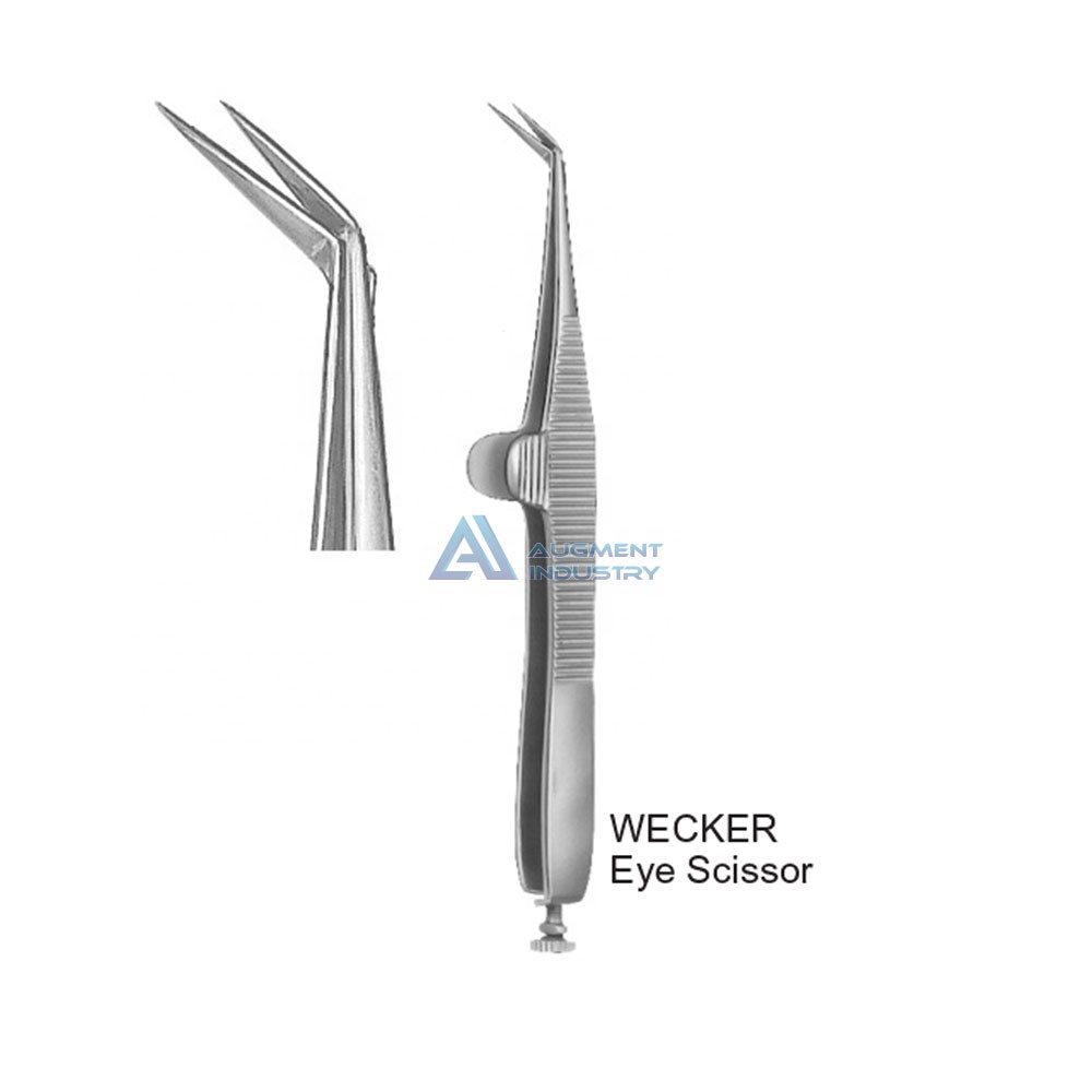 Ножницы WECKER Eye 110 мм, плоские Угловые ножницы из нержавеющей стали, медицинские ножницы пружинного типа Castroviejo с плоской ручкой
